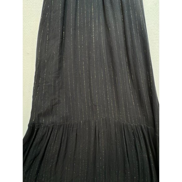 A New Day Womens Maxi Dress Size XS Black Gold  Metallic Stripes Sleeveless - Picture 15 of 16